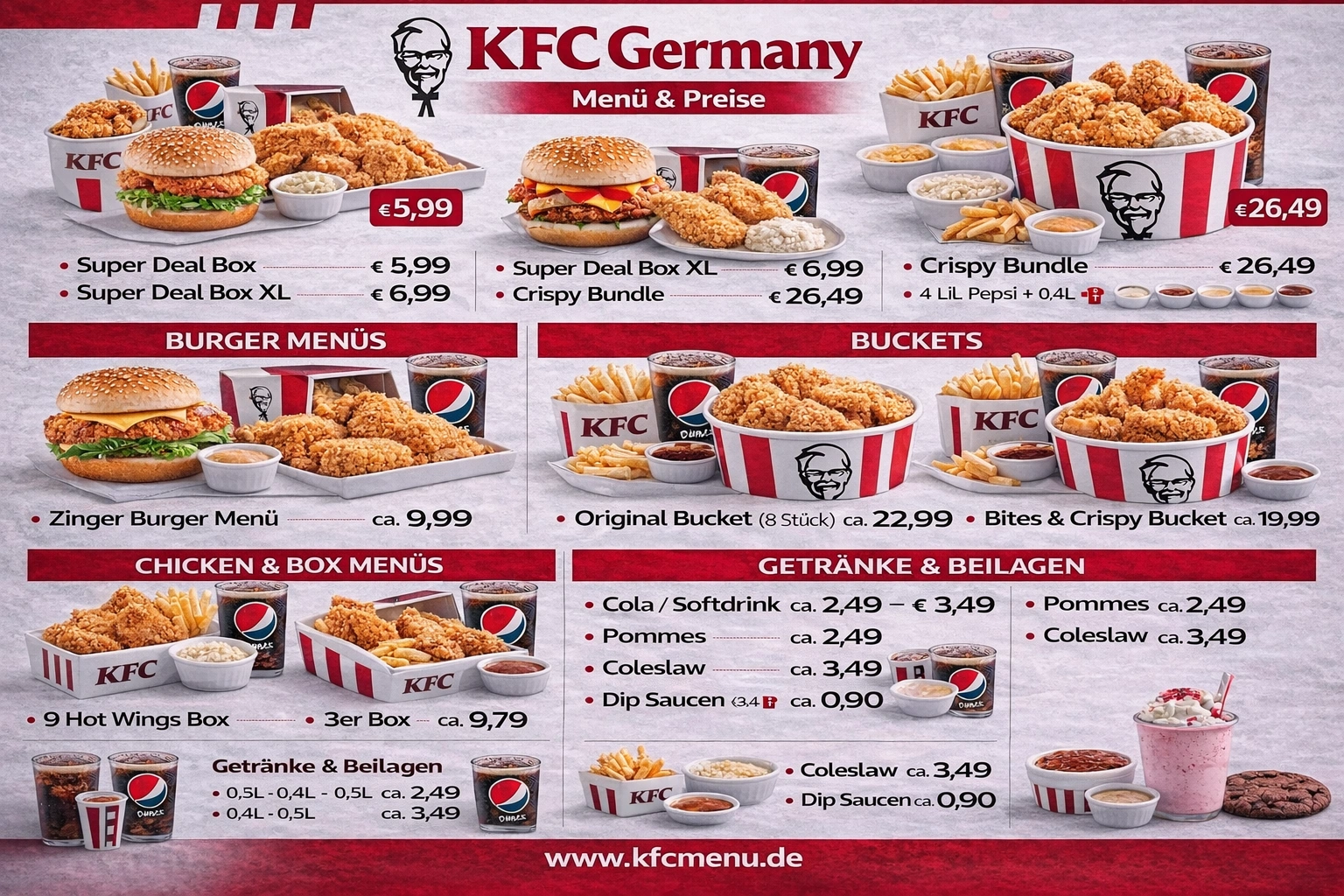Kfc Menü​ Preise