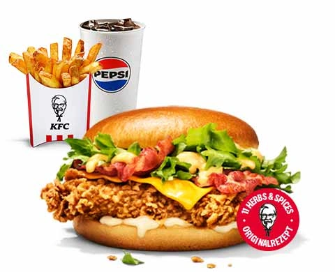 Kfc Burger Menü Germany Preise 2026 mit Kalorien 26 Cheese & Bacon Burger Menü
